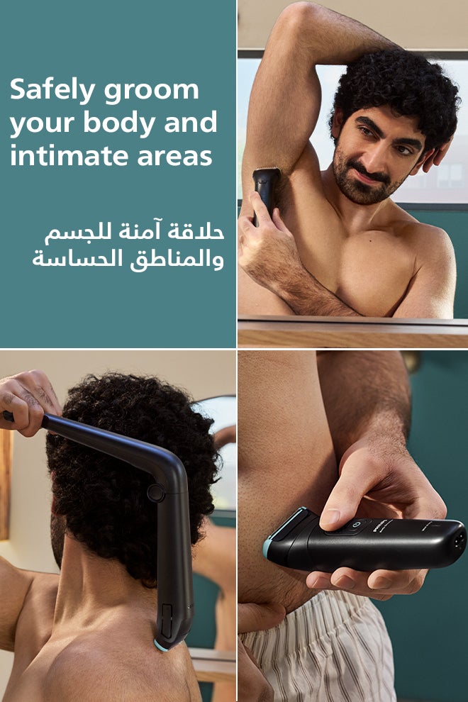 Philips Body Groomer BG5480/15 | Trim & shave body hair | 100% waterproof | Close, smooth results | Foldable back attachment for hard-to-reach areas | 2/3/5 mm combs | Up to 100 min cordless Black - Image 4