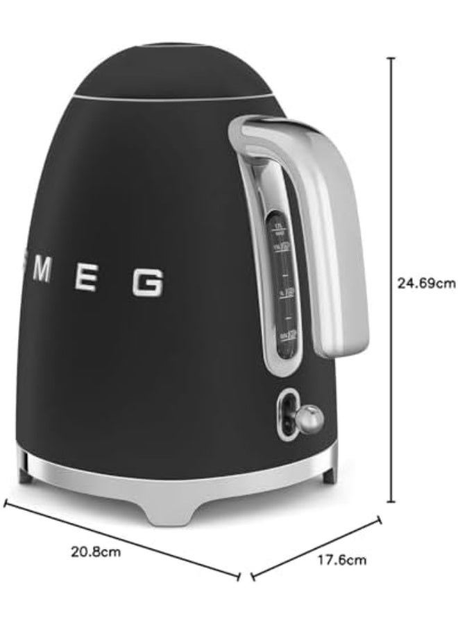 Smeg KLF03BLMUK Retro 50'S Style Kettle, 1.7 Litre, Soft Opening, Fast Boil, Matt Black, 1 Year Warranty 1.7 L 3000 W KLF03BLMUK Matt black - Image 5