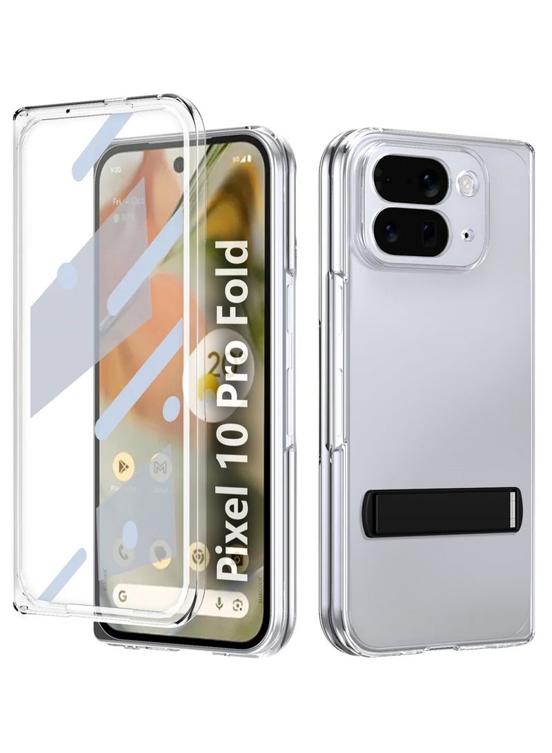 MARGOUN Clear Kickstand Case for Google Pixel 10 Pro Fold - Transparent Slim TPU Cover with Screen Protector, Shockproof and Anti-Yellowing Design - Clear-3 - Image 1