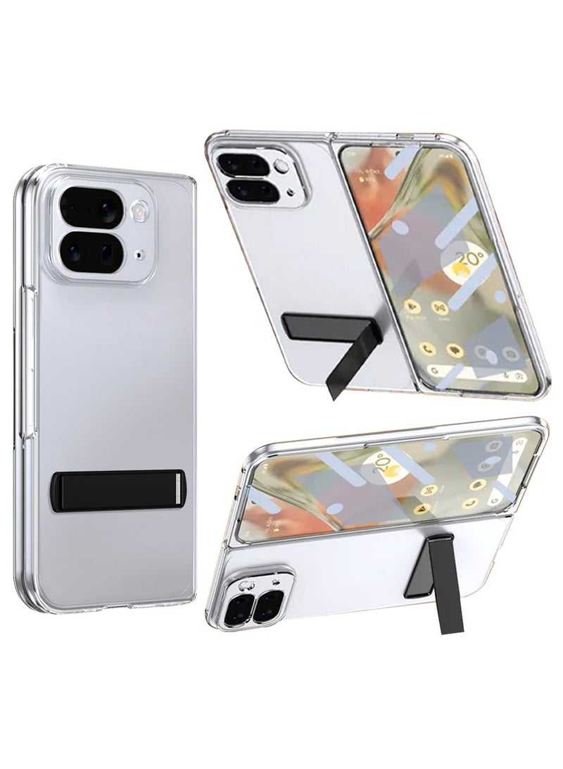 MARGOUN Clear Kickstand Case for Google Pixel 10 Pro Fold - Transparent Slim TPU Cover with Screen Protector, Shockproof and Anti-Yellowing Design - Clear-3 - Image 2