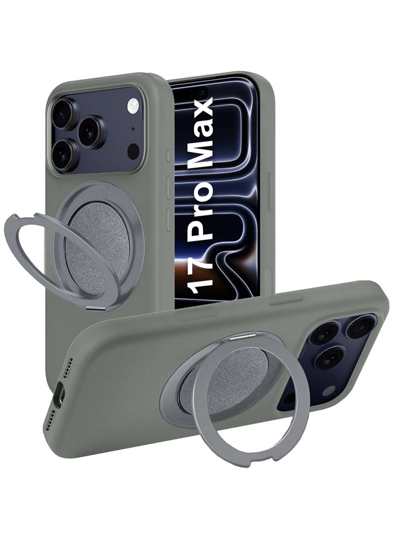 MARGOUN Magnetic 360° Stand Silicone Case Cover for Apple iPhone 17 Pro Max -Soft Liquid Silicone Cozy Grip - Full Camera Protection - Non-Slip Phone Case MagSafe Magnetic Stand Holder - Olive Green - Image 1