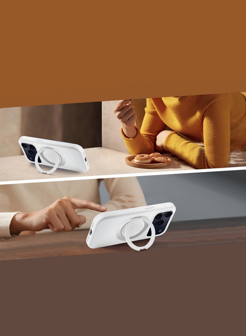 مارجون Magnetic 360° Stand Silicone Case Cover for Apple iPhone 17 Pro Max -Soft Liquid Silicone Cozy Grip - Full Camera Protection - Non-Slip Phone Case MagSafe Magnetic Stand Holder White - Image 3