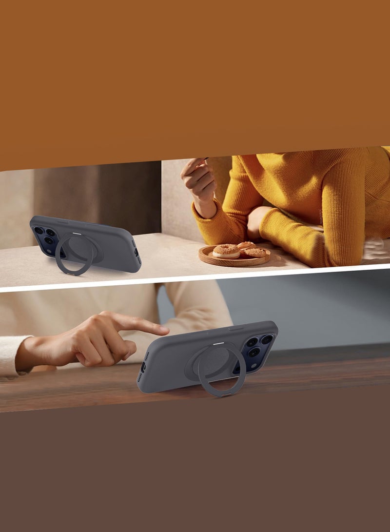 MARGOUN Magnetic 360° Stand Silicone Case Cover for Apple iPhone 17 Pro Max -Soft Liquid Silicone Cozy Grip - Full Camera Protection - Non-Slip Phone Case MagSafe Magnetic Stand Holder - Dark Grey - Image 3