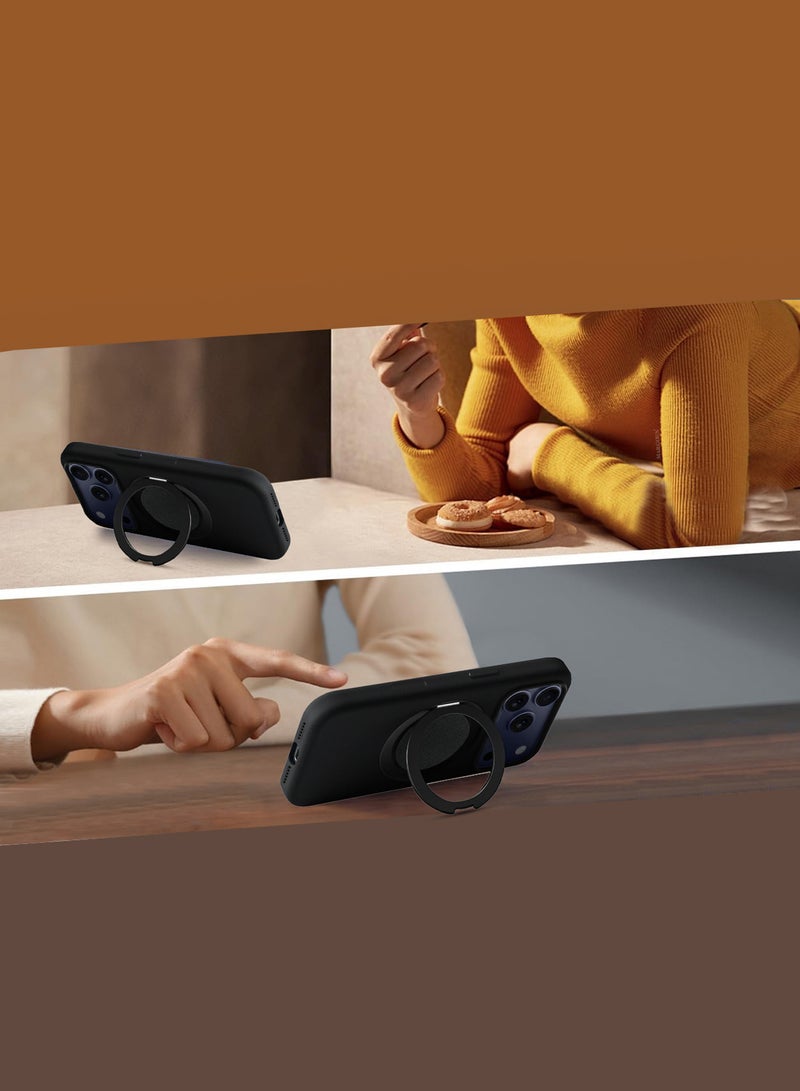 MARGOUN Magnetic 360° Stand Silicone Case Cover for Apple iPhone 17 Pro Max -Soft Liquid Silicone Cozy Grip - Full Camera Protection - Non-Slip Phone Case MagSafe Magnetic Stand Holder Black - Image 3