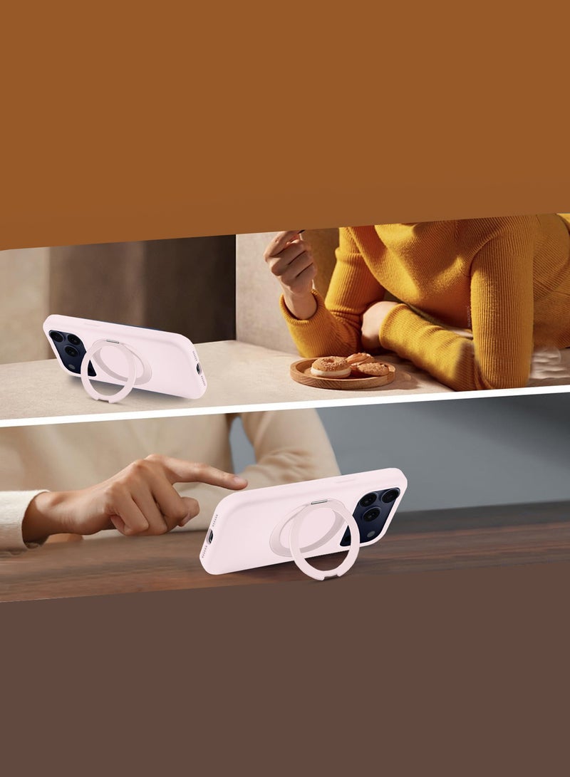 MARGOUN Magnetic 360° Stand Silicone Case Cover for Apple iPhone 17 Pro Max -Soft Liquid Silicone Cozy Grip - Full Camera Protection - Non-Slip Phone Case MagSafe Magnetic Stand Holder - Pink - Image 3