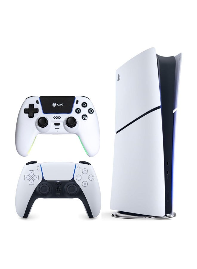 Sony PlayStation 5 Slim Digital Console (KSA Version) With Extra LOG PS5 Controller - White - Image 1