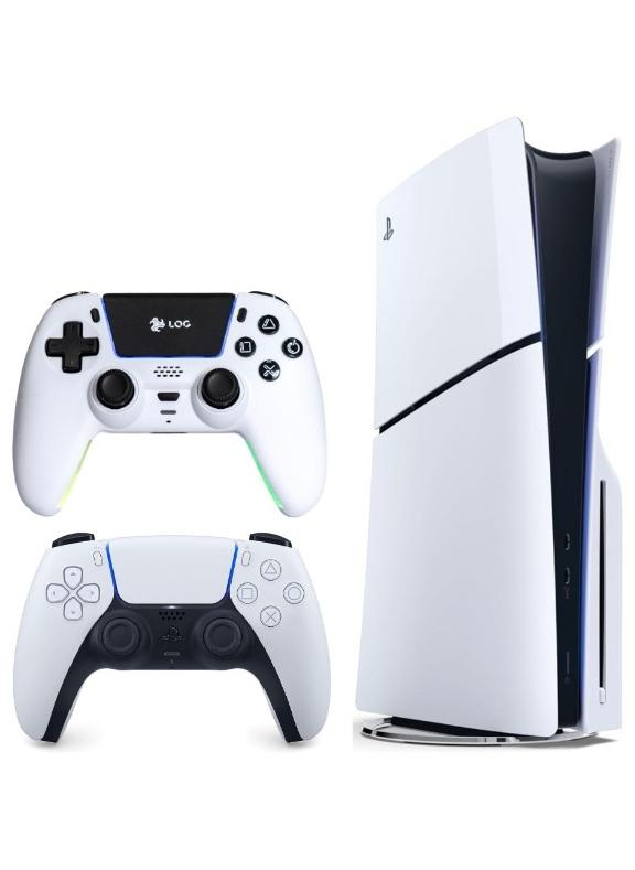 Sony PlayStation 5 Slim Disc Console (KSA Version) With Extra LOG PS5 Controller - White - Image 1