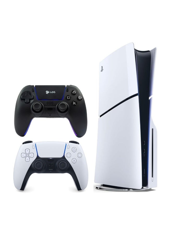 Sony PlayStation 5 Slim Disc Console (KSA Version) With Extra LOG PS5 Controller - Black - Image 1