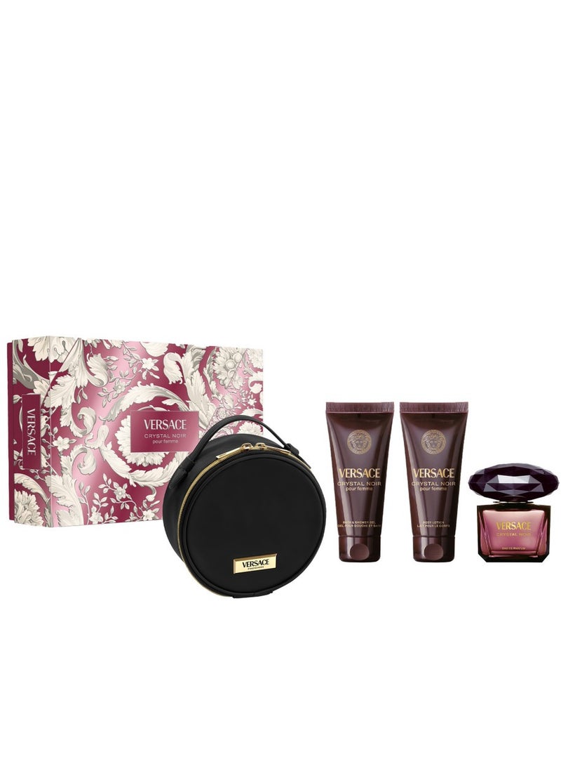 VERSACE CRYSTAL NOIR (W) SET EDP 90ML+ Body Lotion100ML + BATH & Shower Gel 100ML +MAKE UP CASE 90+100+100ml