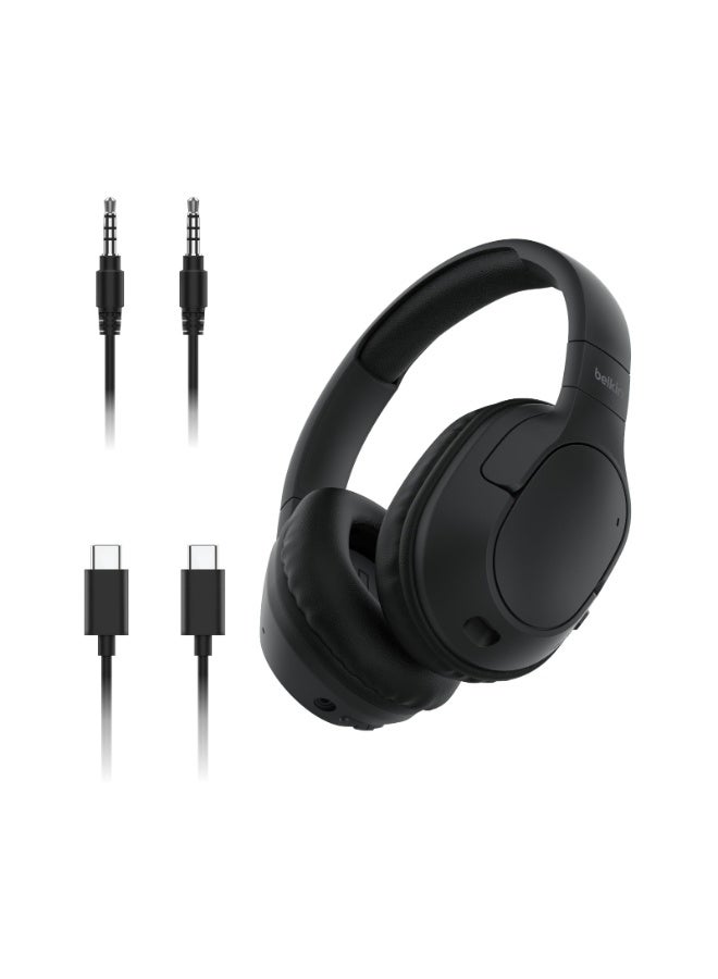 belkin SoundForm Surround | OverEar Wireless Headphone, High Audio & Call Quality, Bluetooth 5.4, 60Hrs Battery Life, USB-C Fast Charging, Multi-Point, Comfortable, Adjustable, Foldable Black - Image 1