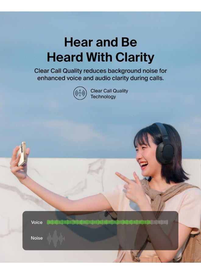 belkin SoundForm Surround | OverEar Wireless Headphone, High Audio & Call Quality, Bluetooth 5.4, 60Hrs Battery Life, USB-C Fast Charging, Multi-Point, Comfortable, Adjustable, Foldable Black - Image 3