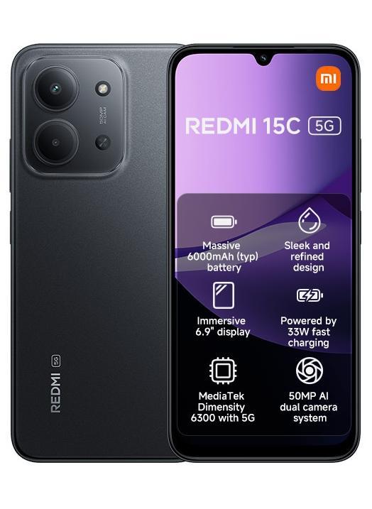 Xiaomi Redmi 15C Dual SIM Midnight Black 4GB RAM 128GB 5G - Global Version - Image 1