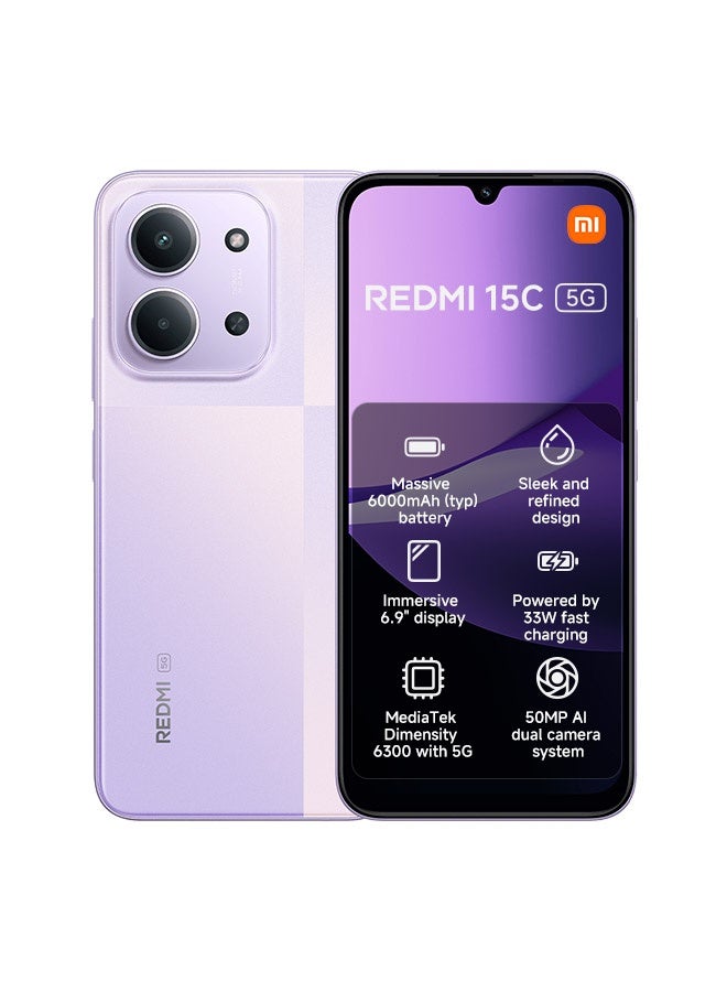 Xiaomi Redmi 15C Dual SIM Dusk Purple 4GB RAM 128GB 5G - Global Version - Image 1