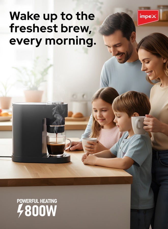 إمبكس صانعة القهوة | آلة قهوة ساخنة وباردة | آلة إسبريسو 800 واط مع ضغط 15 بار | سعة 150 مل مدمجة | شاشة رقمية ذكية، تحضير بلمسة واحدة، إيقاف تلقائي | تحضير دقيق، صينية تنقيط قابلة للإزالة | تسخين سريع | IECM2003 - Image 4