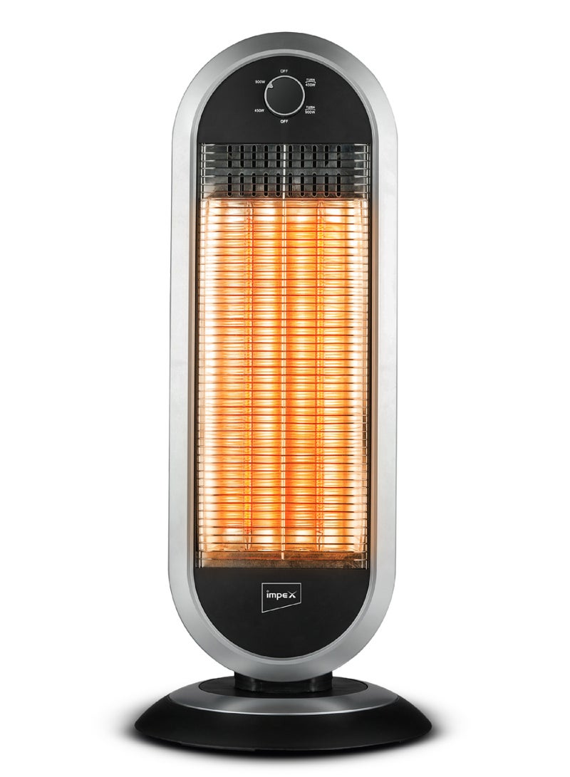 Impex Carbon Fiber Heater | Energy Efficient Room Heater with Twin Carbon Fiber Tubes | Automatic Swing Heater with Tip-Over Protection and Silent Operation | Wide-Angle Heating | Electric Heater for Room, Office, and Indoor | HCB120 900 W HCB120 Black & White - Image 1