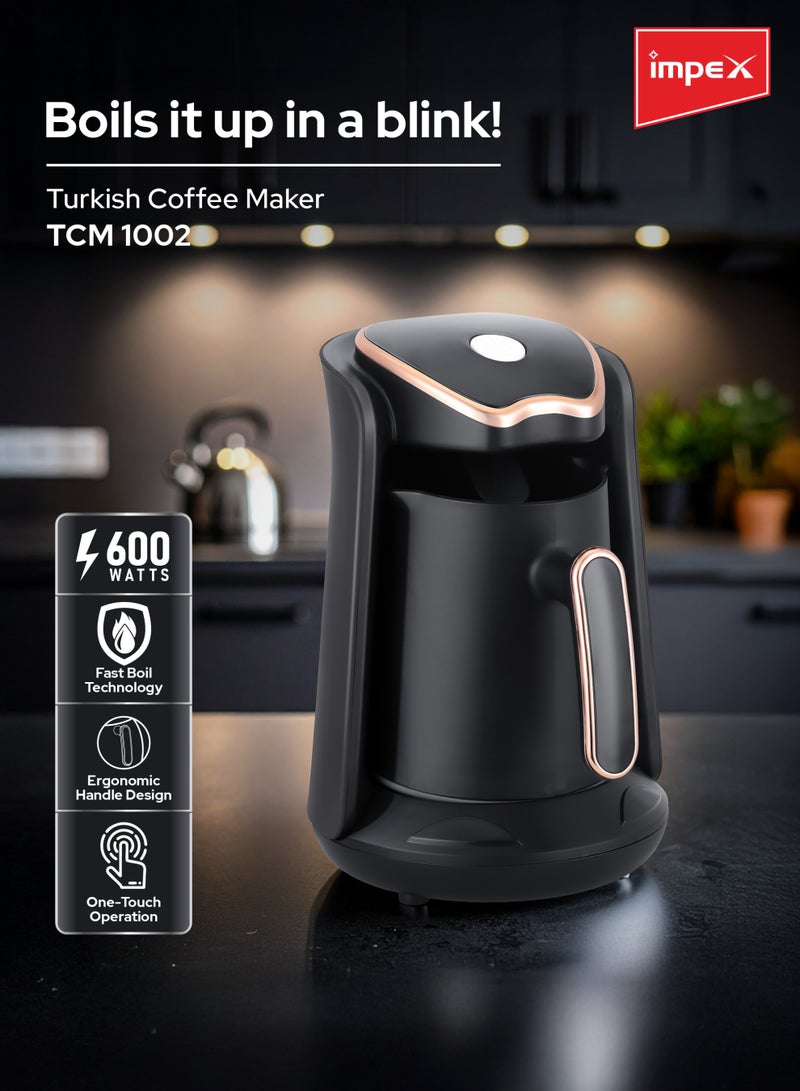 إمبكس صانعة القهوة التركية | تقنية الغلي السريع | سعة 500 مل | إبريق قهوة كهربائي مع إيقاف تلقائي، حماية من الغليان الجاف، مقبض مقاوم للحرارة، قاعدة قابلة للفصل، تشغيل بلمسة واحدة | نظام حماية متعدد | جودة عالية | - Image 2