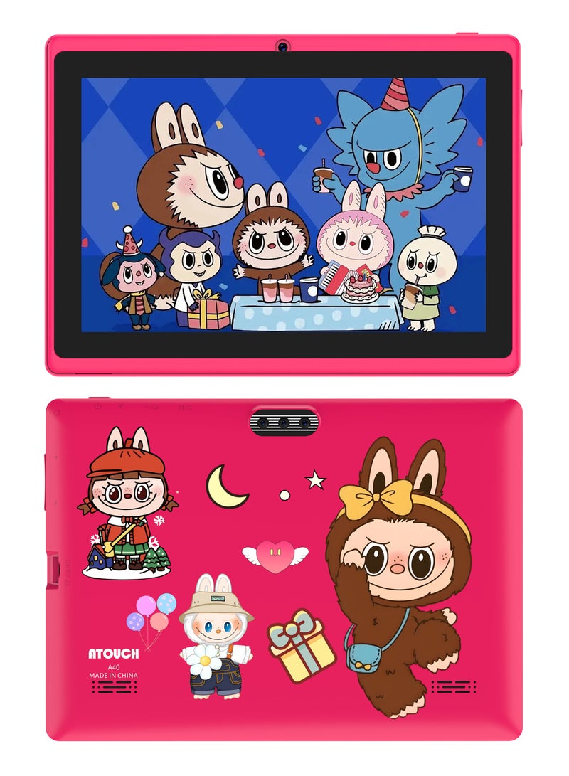 ATOUCH A40 8-Inch Android Kids Tablet 8GB RAM 256GB ROM Wi-Fi Toddler Tab Early Education and Learning Smart Tablet Dual Camera Silicone Case – Pink - Image 2
