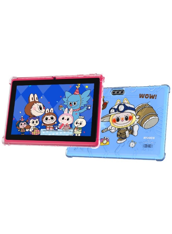 ATOUCH A40 8-Inch Android Kids Tablet 8GB RAM 256GB ROM Wi-Fi Toddler Tab Early Education and Learning Smart Tablet Dual Camera Silicone Case – Blue - Image 1