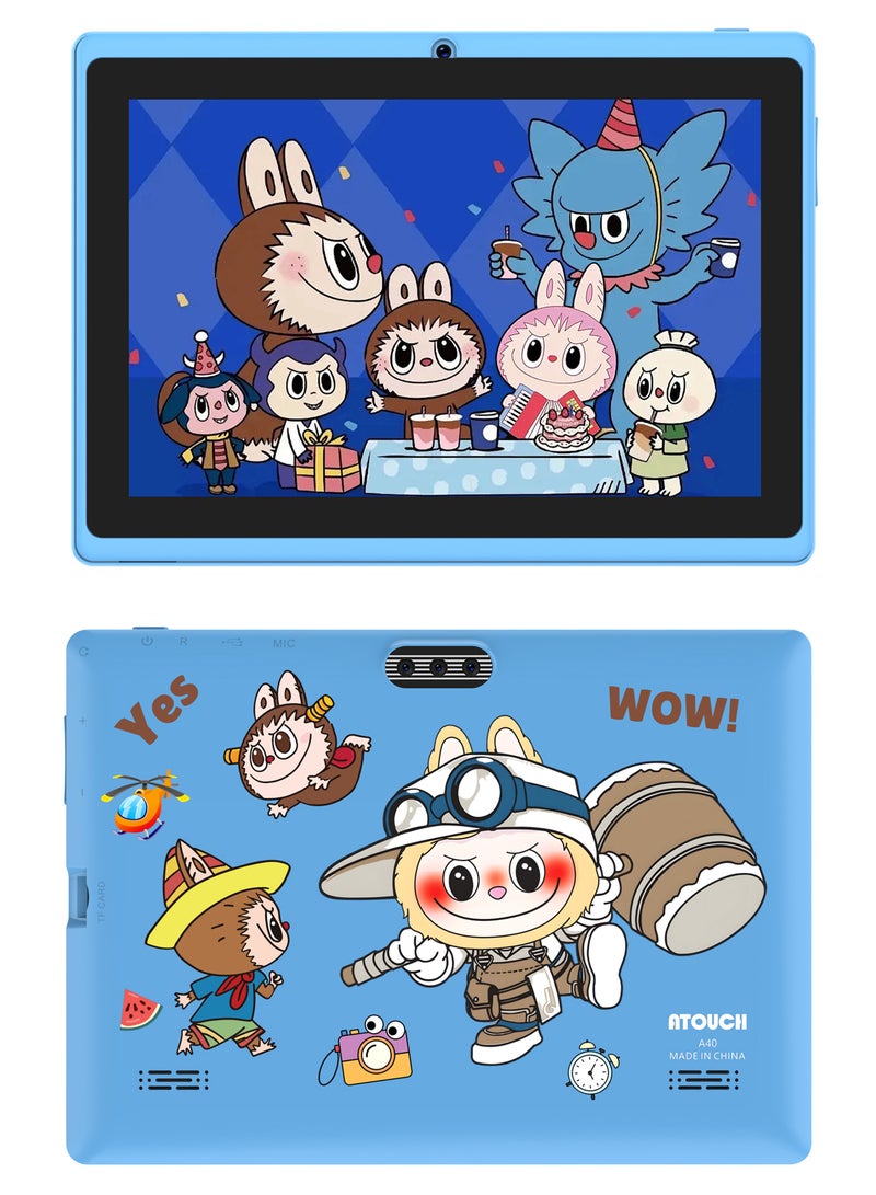 ATOUCH A40 8-Inch Android Kids Tablet 8GB RAM 256GB ROM Wi-Fi Toddler Tab Early Education and Learning Smart Tablet Dual Camera Silicone Case – Blue - Image 2