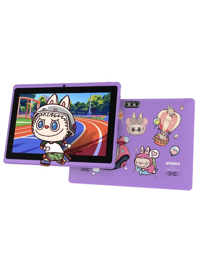 ATOUCH A40 8-Inch Android Kids Tablet 8GB RAM 256GB ROM Wi-Fi Toddler Tab Early Education and Learning Smart Tablet Dual Camera Silicone Case – Purple - Image 1