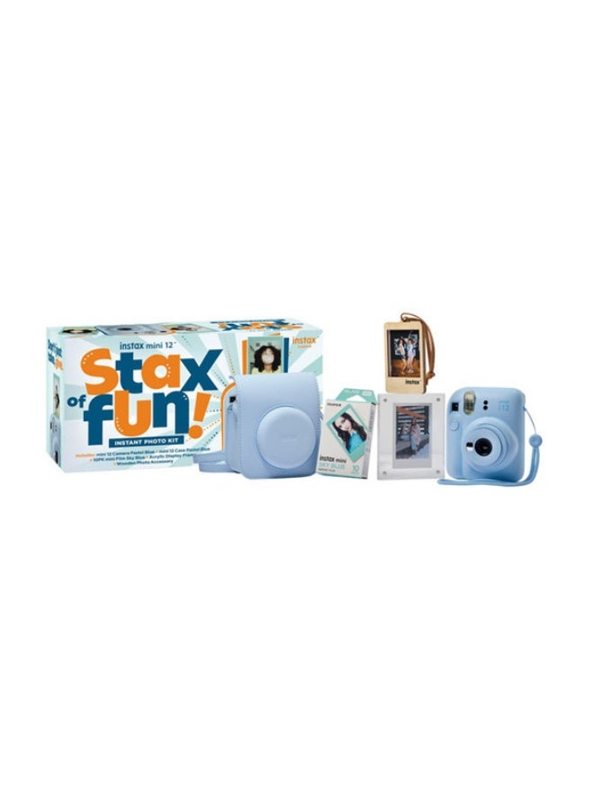 فوجي فيلم Fujifilm Instax Mini12 Instant Camera Kit (Pastel Blue) Mini12 Camera case Blue,instax mini film 10pk Sky Blue,Acrylic Photo Frame,Wooden Photo Bag Tag/ornament - Image 1