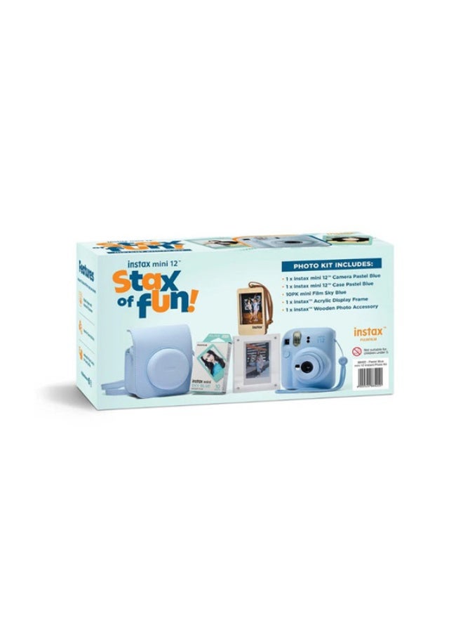 فوجي فيلم Fujifilm Instax Mini12 Instant Camera Kit (Pastel Blue) Mini12 Camera case Blue,instax mini film 10pk Sky Blue,Acrylic Photo Frame,Wooden Photo Bag Tag/ornament - Image 4