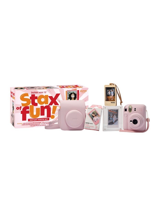 فوجي فيلم Fujifilm Instax Mini12 Instant Camera Kit (Blossom Pink) Mini12 Camera case Pink,nstax mini film 10pk Pink Lemonade,Acrylic Photo Frame,Wooden Photo Bag Tag/ornament - Image 1