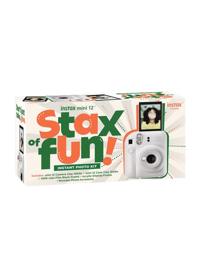 Fujifilm Instax Mini12 Instant Camera Kit (Clay White) Mini12 Camera case White,instax mini film 10pk Black frame, Acrylic Photo Frame,Wooden Photo Bag Tag/ornament - Image 3