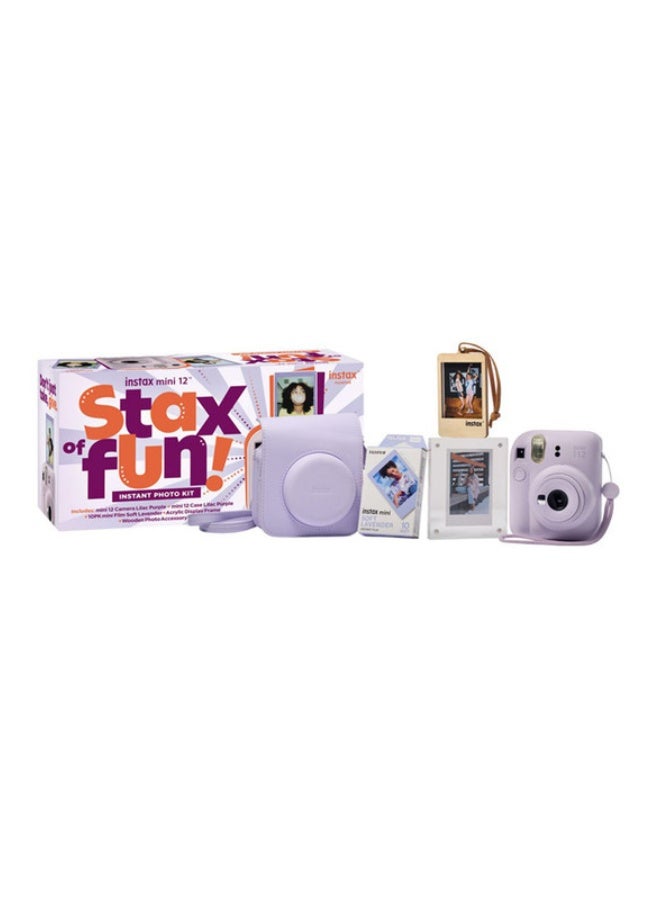 Fujifilm Instax Mini12 Instant Camera Kit (Lilac Purple) Mini12 Camera case Purple,instax mini film 10pk Soft lavender, Acrylic Photo Frame,Wooden Photo Bag Tag/ornament - Image 1