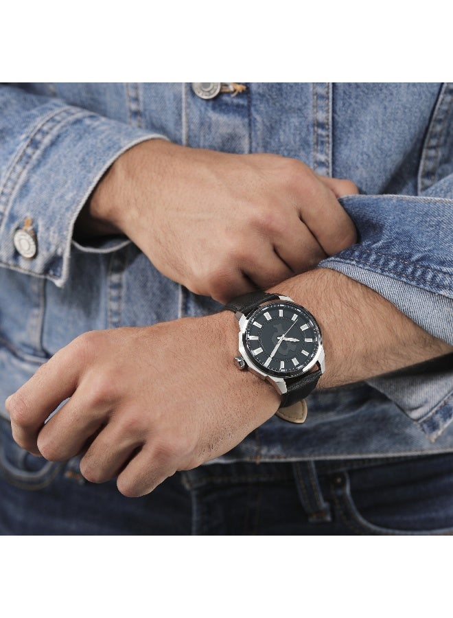 بوليس ساعة أنالوج لاويكا بقرص أسود وحزام جلد أسود - 46 مم - Image 5