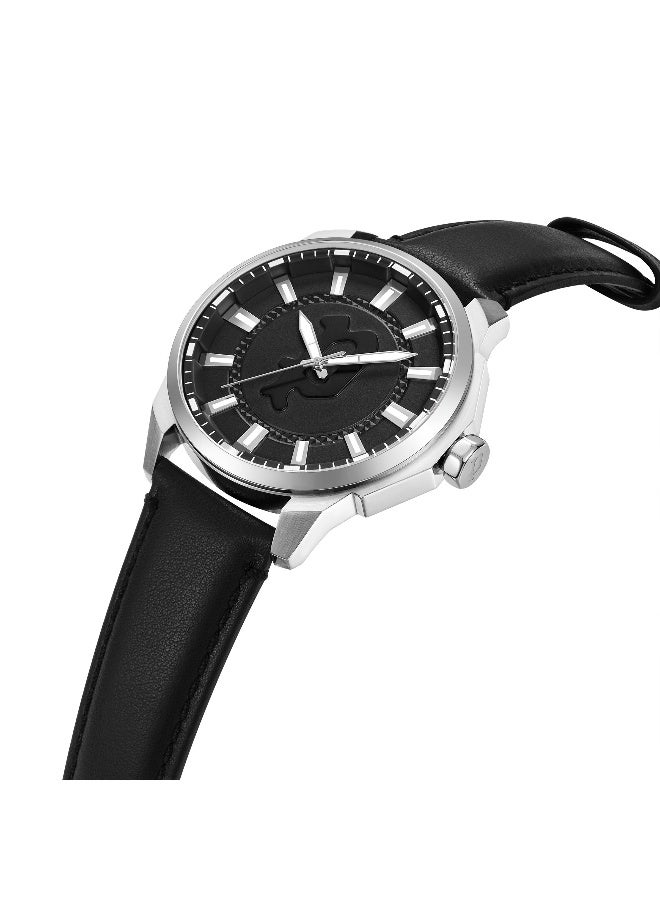 بوليس ساعة أنالوج لاويكا بقرص أسود وحزام جلد أسود - 46 مم - Image 2