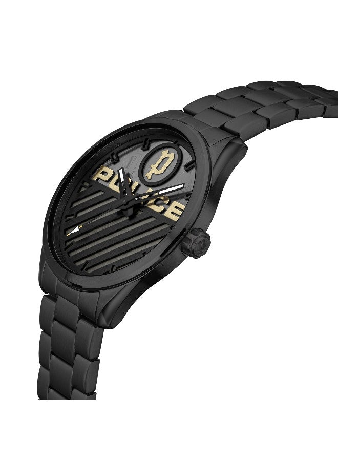 POLICE Men's Grille Grey Yellow Dial Black Stainless Steel Bracelet Analog Watch - 42mm - Image 2