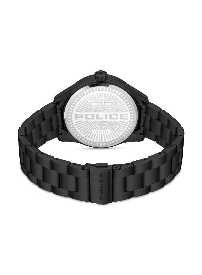 POLICE Men's Grille Grey Yellow Dial Black Stainless Steel Bracelet Analog Watch - 42mm - Image 3