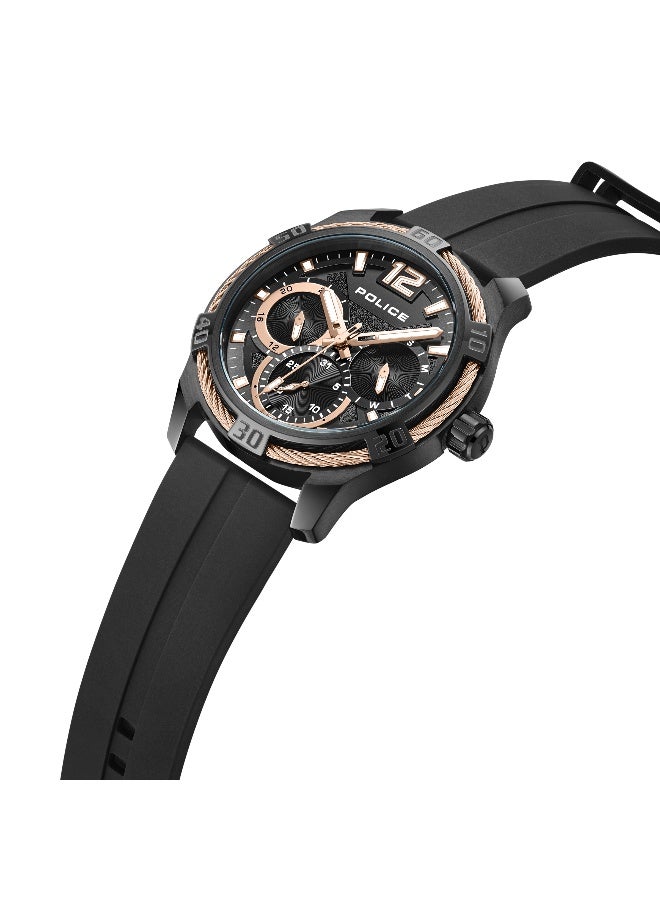 POLICE Men's Chokery Black Dial Black Silicone Strap Multifunction Watch - 44mm - Image 2