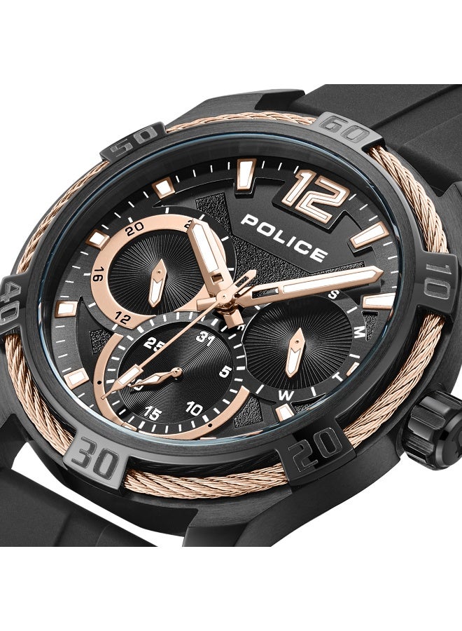POLICE Men's Chokery Black Dial Black Silicone Strap Multifunction Watch - 44mm - Image 3
