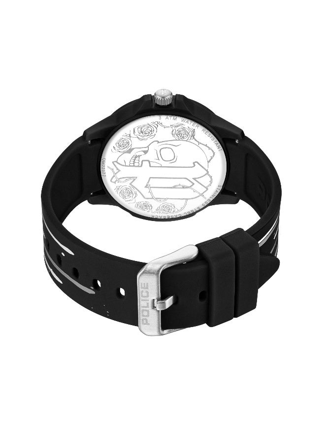 بوليس ساعة أنالوج للرجال والنساء بقرص أسود وحزام سيليكون أسود - 40.7 مم - Image 3