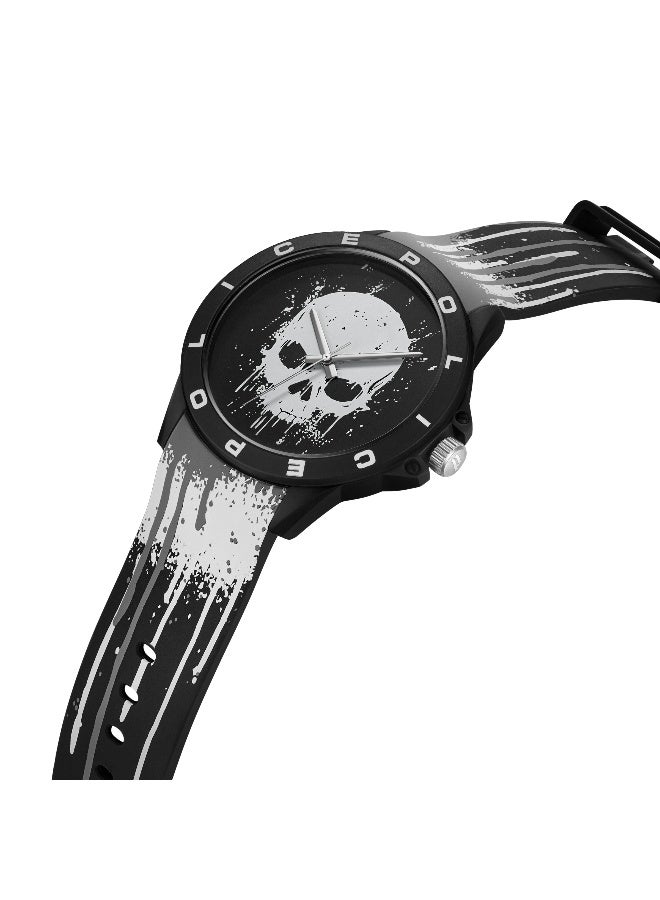 بوليس ساعة أنالوج للرجال والنساء بقرص أسود وحزام سيليكون أسود - 40.7 مم - Image 2