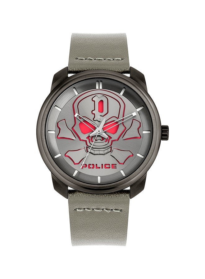 Men's Bleder Grey Dial Dark Grey Leather Strap Analog Watch - 42mm