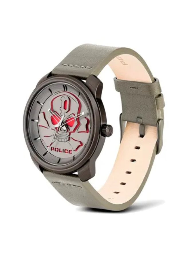 بوليس ساعة أنالوج بليدر بقرص رمادي وحزام جلد رمادي داكن - 42 مم - Image 2