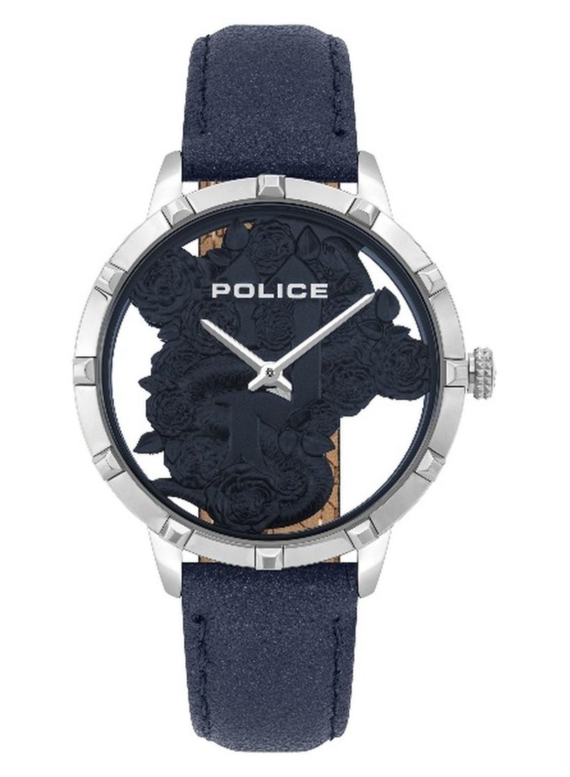 POLICE Women's Marietas Blue Dial Navy Blue Leather Strap Analog Watch - 36mm - Image 1