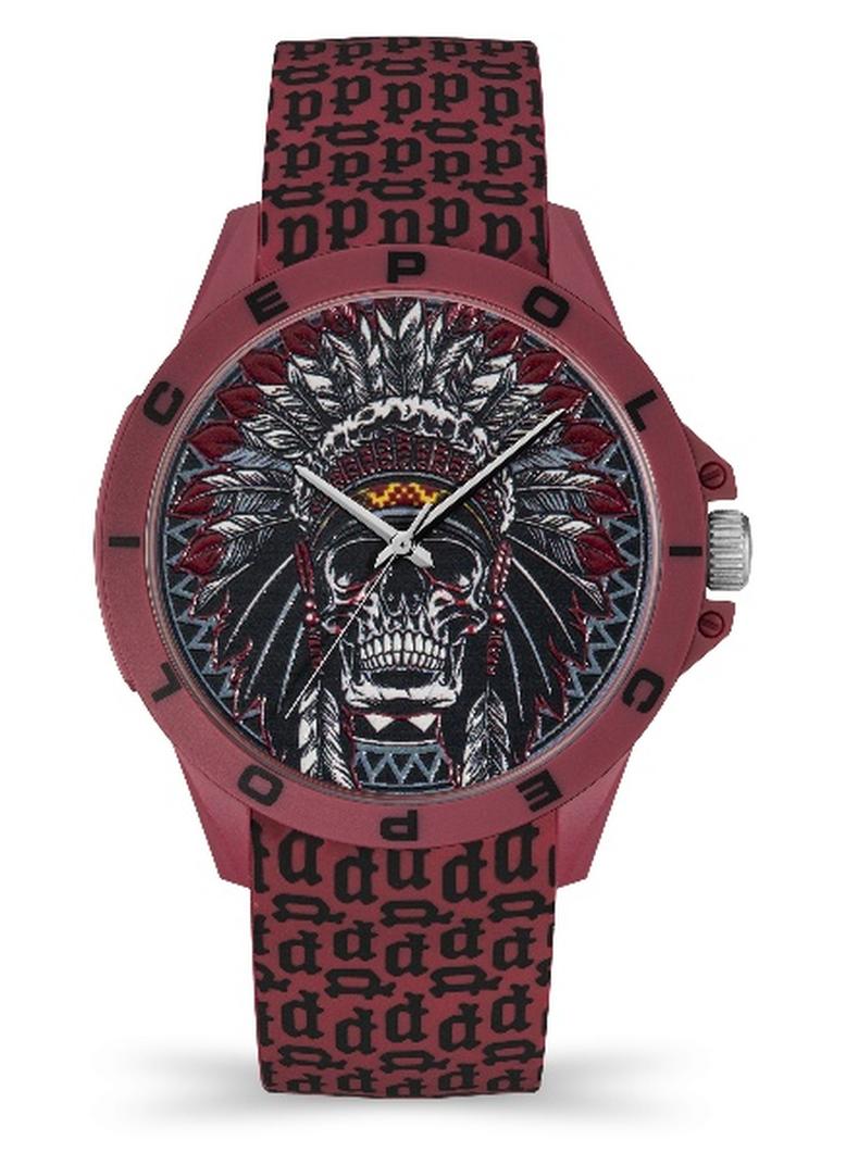 POLICE Sketch Unisex Red Dial Red Silicone Strap Analog Watch - 40.7mm - Image 1