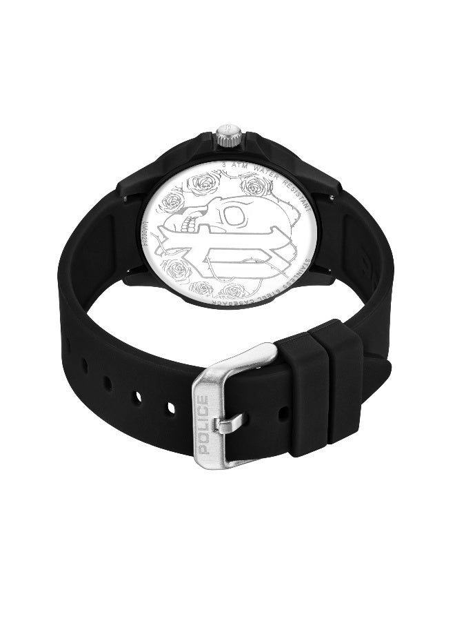 POLICE Sketch Unisex Black Dial Black Silicone Strap Analog Watch - 40mm - Image 3