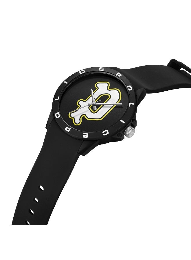 POLICE Sketch Unisex Black Dial Black Silicone Strap Analog Watch - 40mm - Image 2