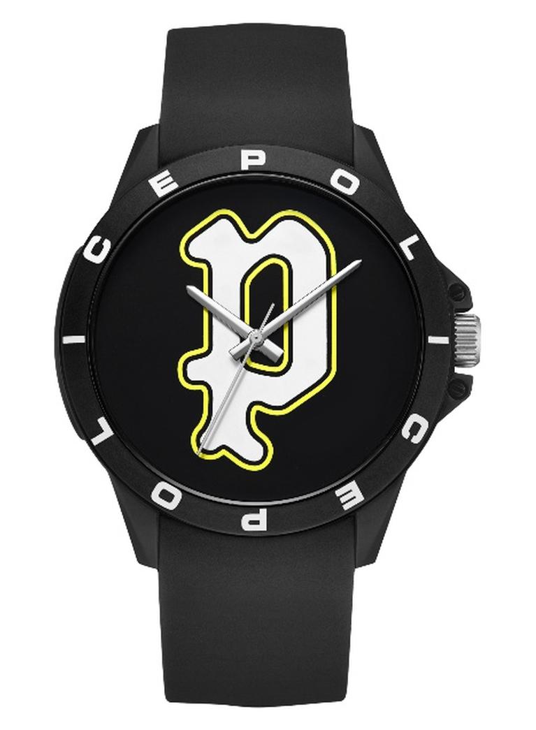 POLICE Sketch Unisex Black Dial Black Silicone Strap Analog Watch - 40mm - Image 1