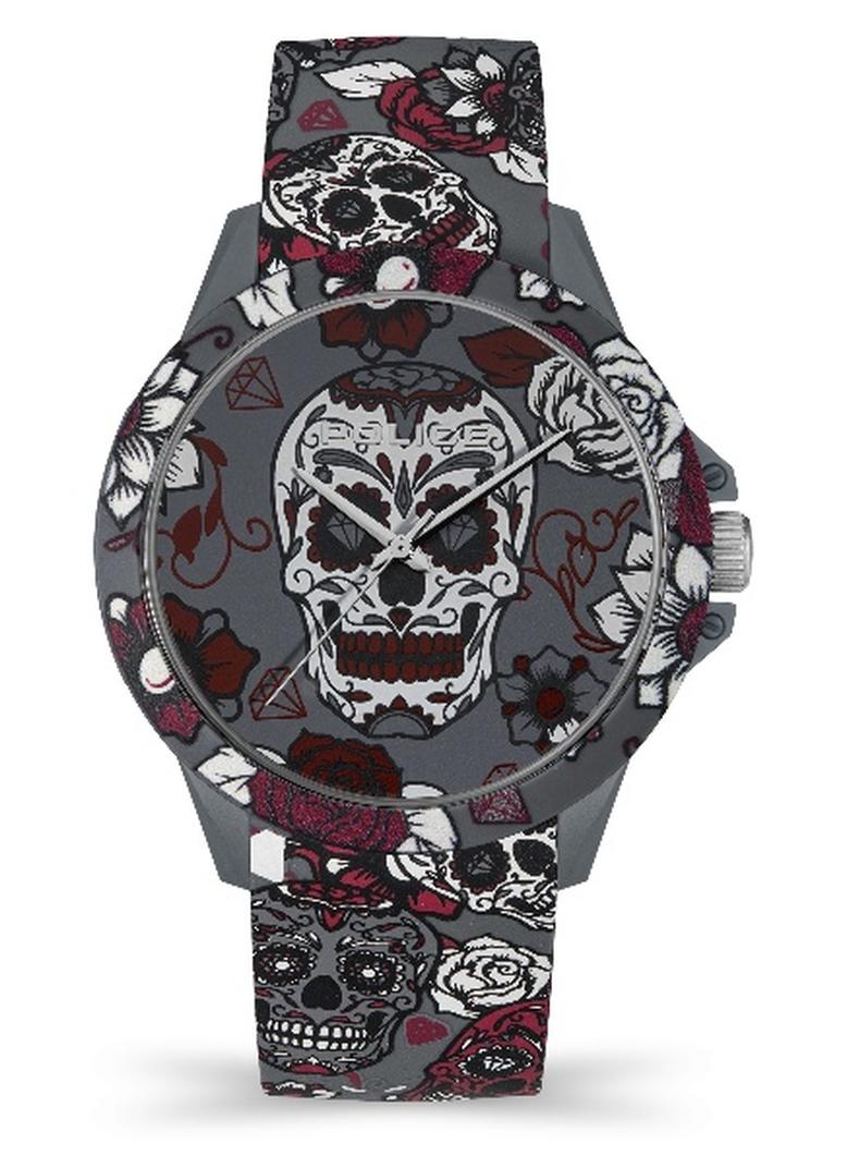 بوليس ساعة أنالوج للرجال والنساء من سكتش بقرص رمادي وحزام سيليكون رمادي - 40.7 مم - Image 1