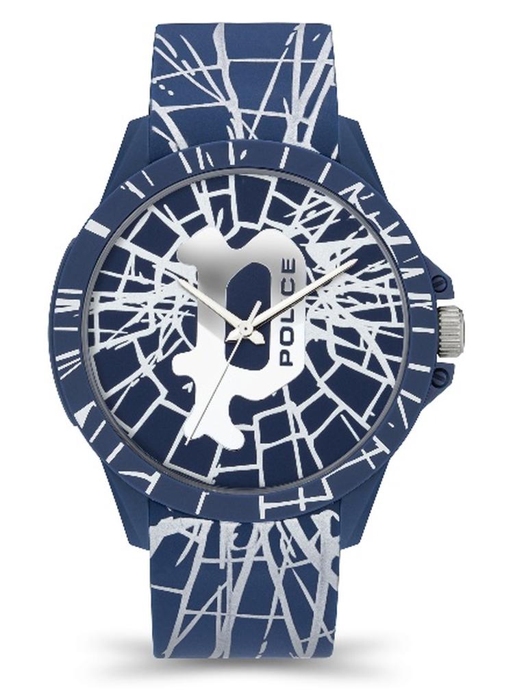 بوليس ساعة أنالوج للرجال والنساء بقرص أزرق وحزام سيليكون أزرق - 40.7 مم - Image 1