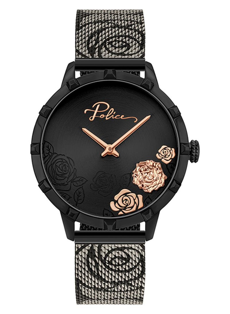 ساعة أنالوج ماريتاس بقرص أسود وسوار من الفولاذ المقاوم للصدأ الأسود - 36 مم