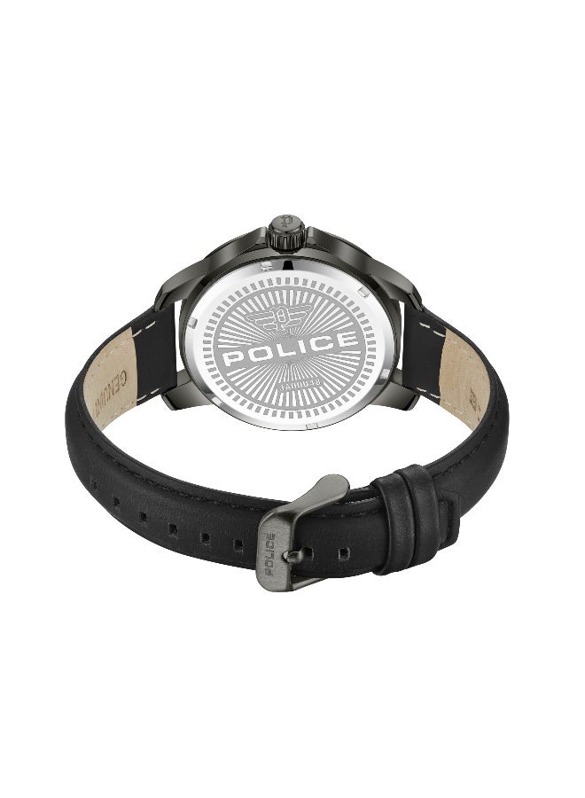 بوليس ساعة أنالوج مينسور بقرص أسود وحزام جلد أسود - 44 مم - Image 4