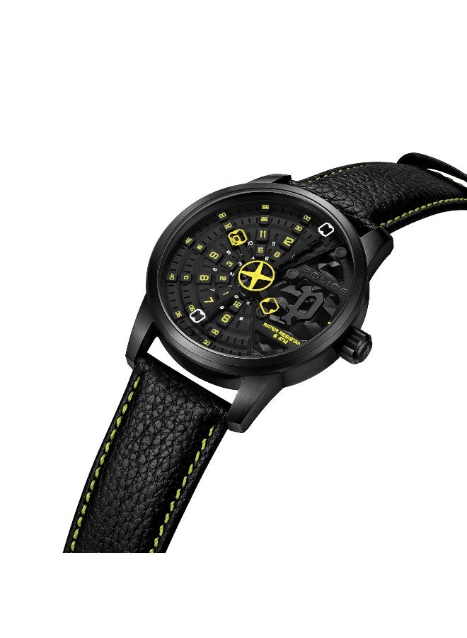 POLICE Men's Avondale Grey Dial Black Leather Strap Analog Watch - 46mm - Image 3