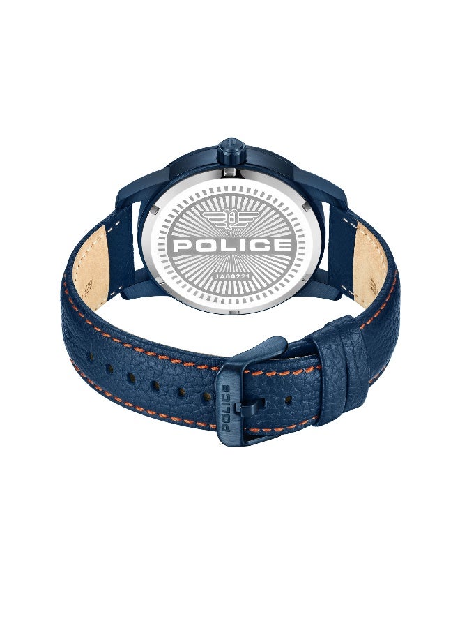 POLICE Men's Avondale Blue Dial Blue Leather Strap Analog Watch - 46mm - Image 3